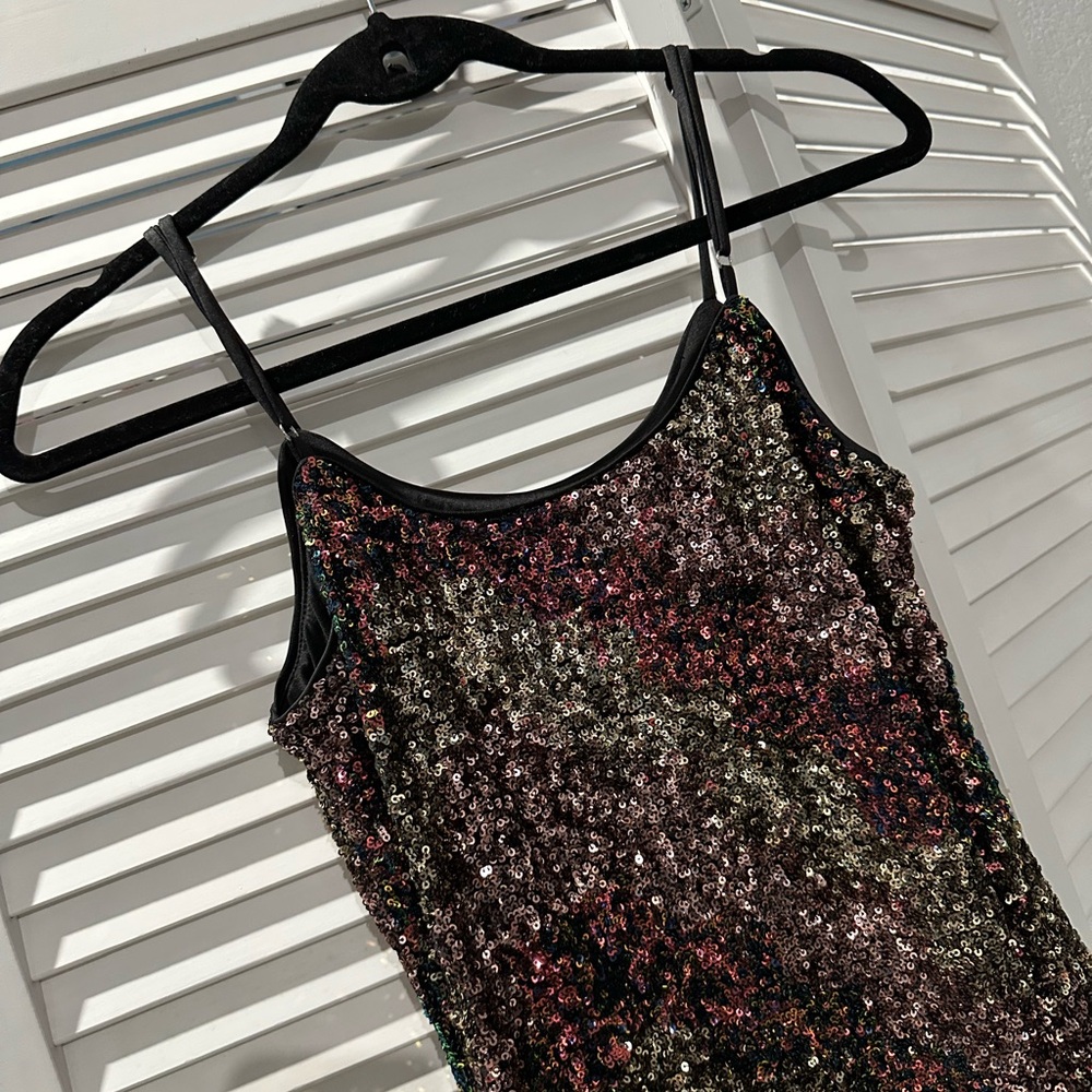 Bar III Iridescent Sequin Camisole in Pink, Gold & Black